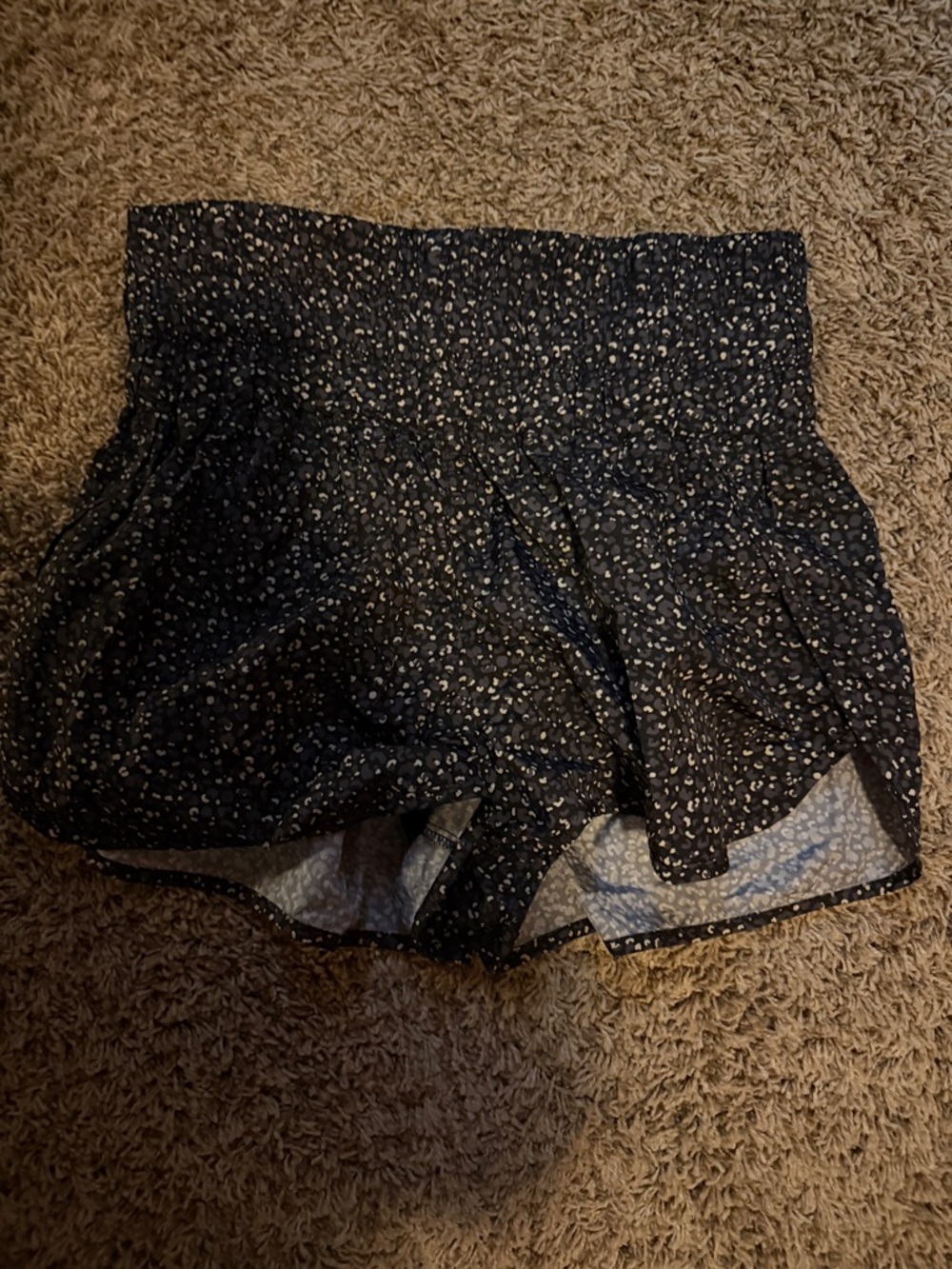Free People Black Floral Smocked Waist Shorts